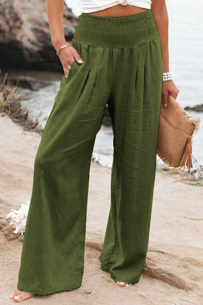 Casual Simplicity Solid Solid Color Loose Wide Leg Solid Color Bottoms