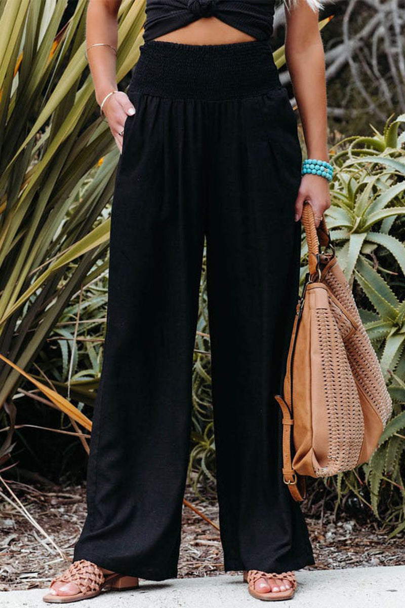 Casual Simplicity Solid Solid Color Loose Wide Leg Solid Color Bottoms