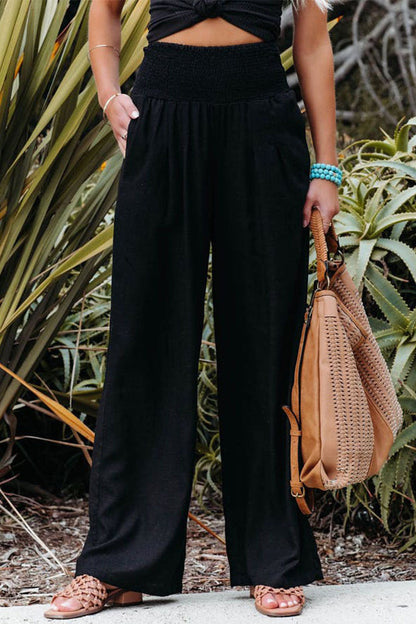 Casual Simplicity Solid Solid Color Loose Wide Leg Solid Color Bottoms