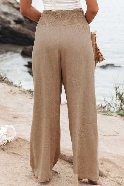 Casual Simplicity Solid Solid Color Loose Wide Leg Solid Color Bottoms