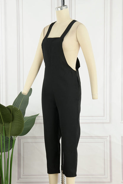 Casual Simplicity Solid Patchwork Loose Jumpsuits