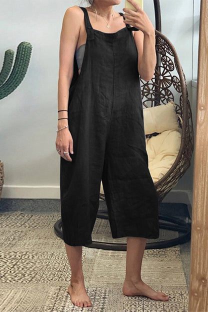 Casual Simplicity Solid Patchwork Square Collar Loose Jumpsuits(6 Colors)