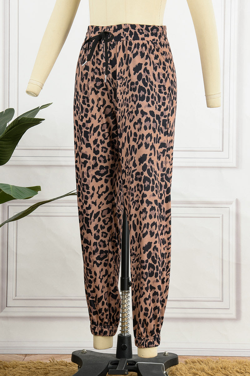 Casual Leopard Patchwork Loose Pencil Full Print Bottoms(4 Colors)