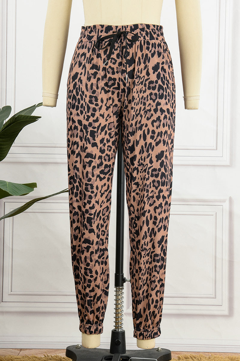 Casual Leopard Patchwork Loose Pencil Full Print Bottoms(4 Colors)