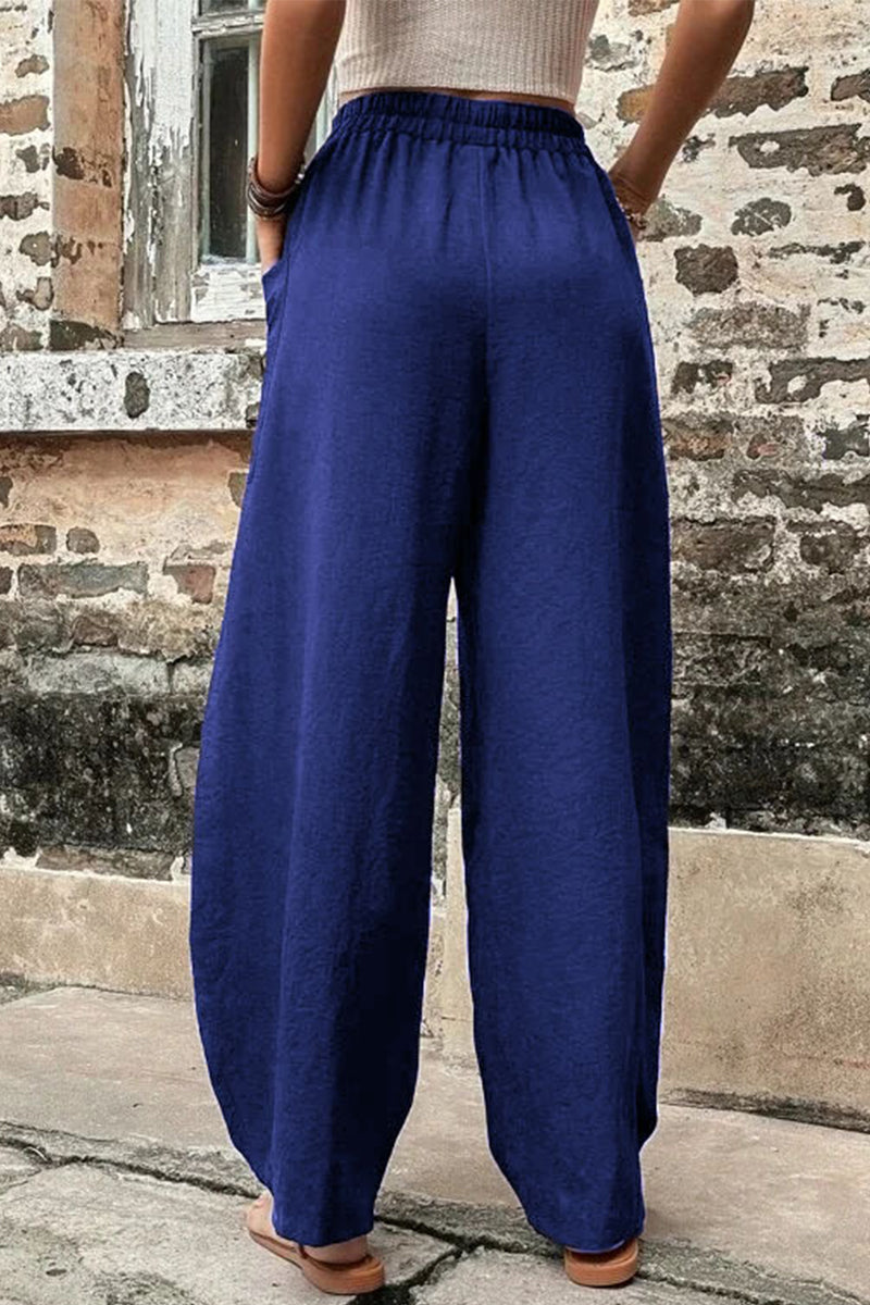 Casual Daily Solid Pocket Loose High Waist Harlan Bottoms(11 Colors)