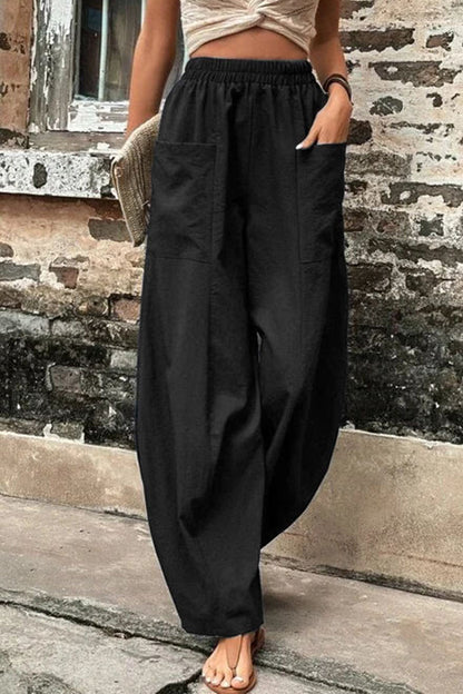Casual Daily Solid Pocket Loose High Waist Harlan Bottoms(11 Colors)