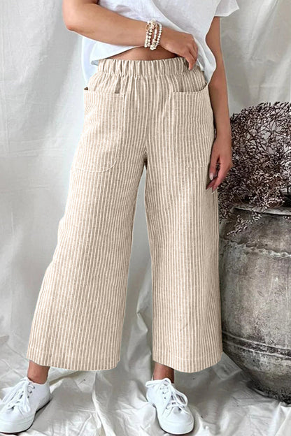 Casual Solid Pocket Loose Straight Bottoms(3 Colors)