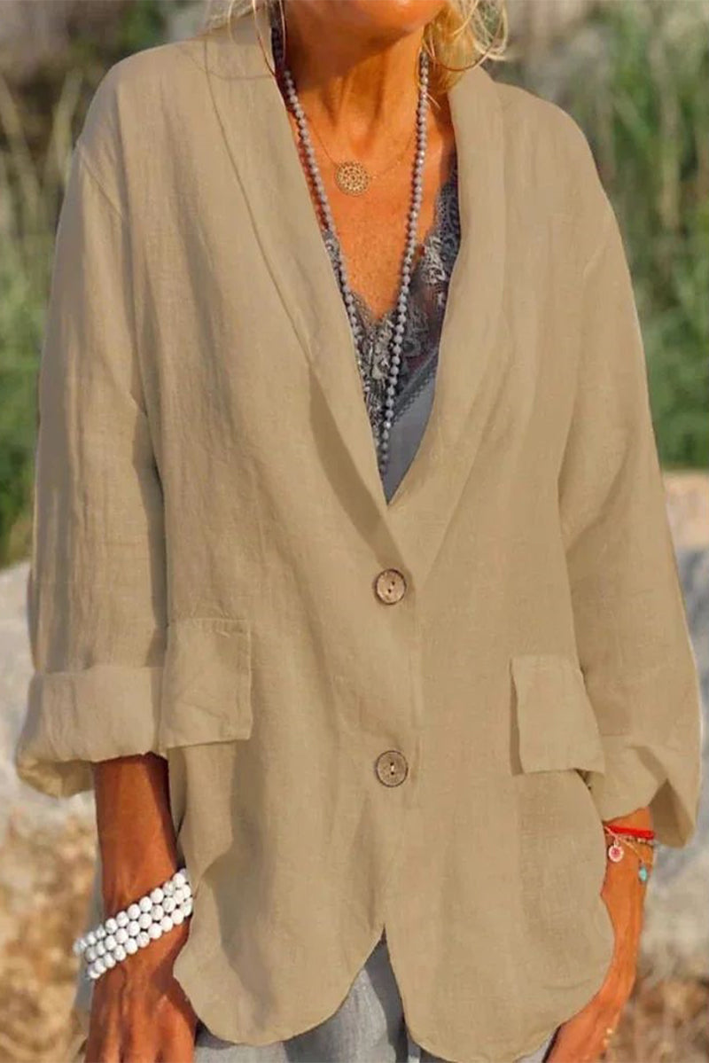 Casual Work Solid Solid Color Turn-back Collar Outerwear(5 Colors)