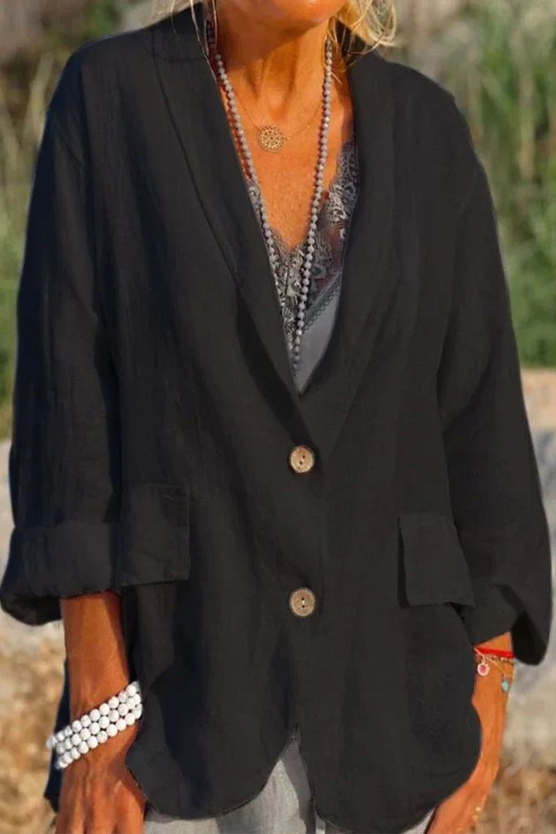 Casual Work Solid Solid Color Turn-back Collar Outerwear(5 Colors)