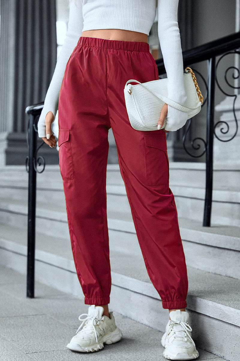 Casual Street Solid Pocket Regular High Waist Pencil Solid Color Bottoms