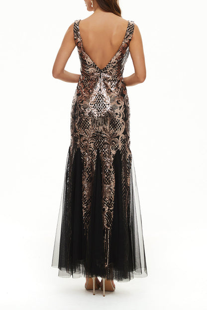 Elegant College Patchwork Sequins V Neck Evening Dress Dresses(4 Colors)ï¼