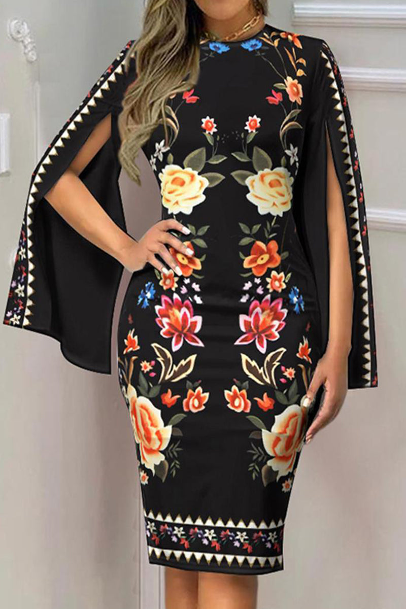 Celebrities Elegant Print Patchwork O Neck Dresses