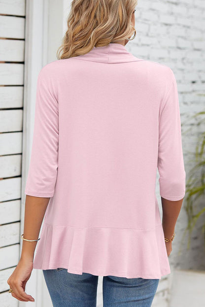 Daily Simplicity Solid Flounce V Neck Outerwear