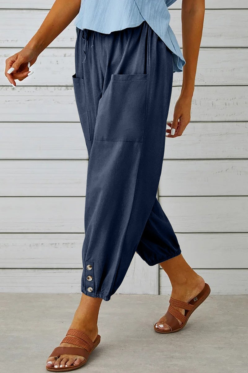 Casual Solid Patchwork Regular High Waist Conventional Solid Color Trousers(10 Colors)