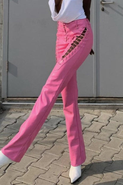 Sexy Solid Frenulum Regular Mid Waist Pencil Solid Color Bottoms