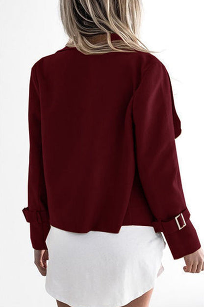 Casual Solid Patchwork Mandarin Collar Outerwear