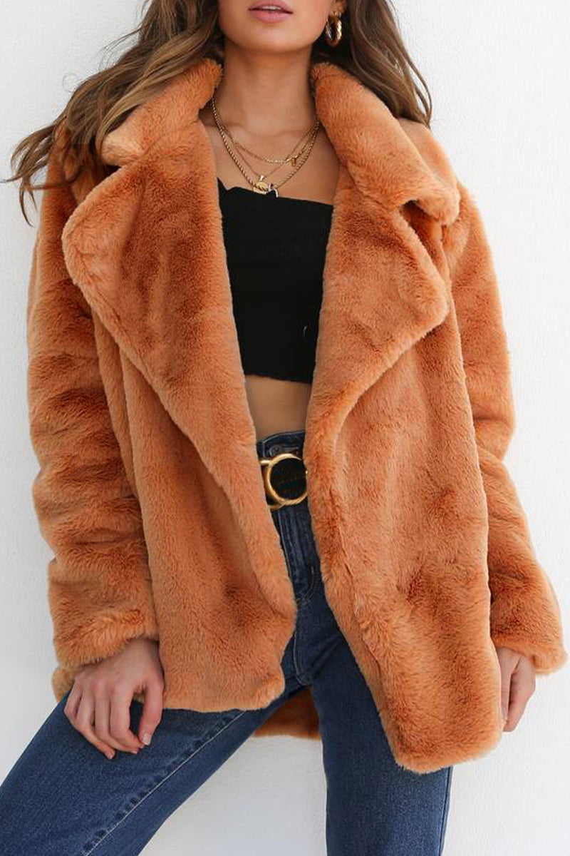 Casual Solid Patchwork Turndown Collar Outerwear(7 Colors)