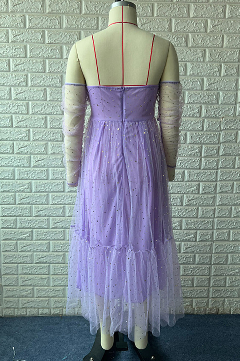 Elegant Solid Backless Sequined Off the Shoulder Princess Dresses