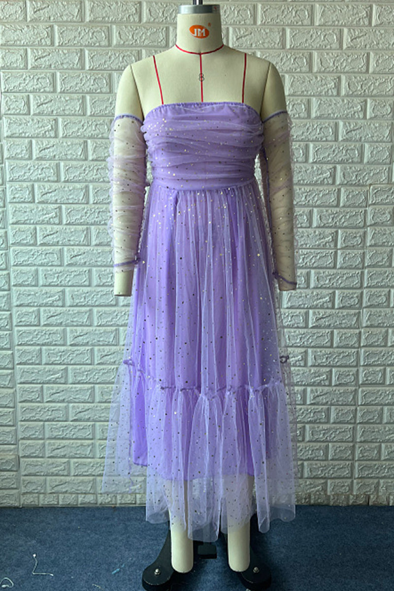 Elegant Solid Backless Sequined Off the Shoulder Princess Dresses