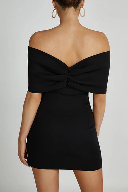Meridress Bow Off Shoulder Bodycon Mini Party Dress