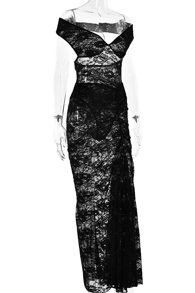 Lace Whisper – Backless Skirt Ensemble