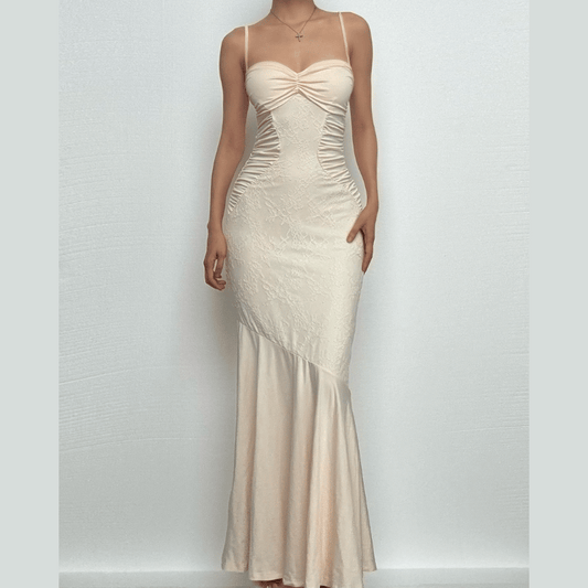 Ruched backless sweetheart neck cami maxi dress-final-sale