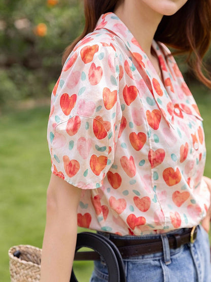 Camila Retro Polo Neck Puff Sleeve Floral Top