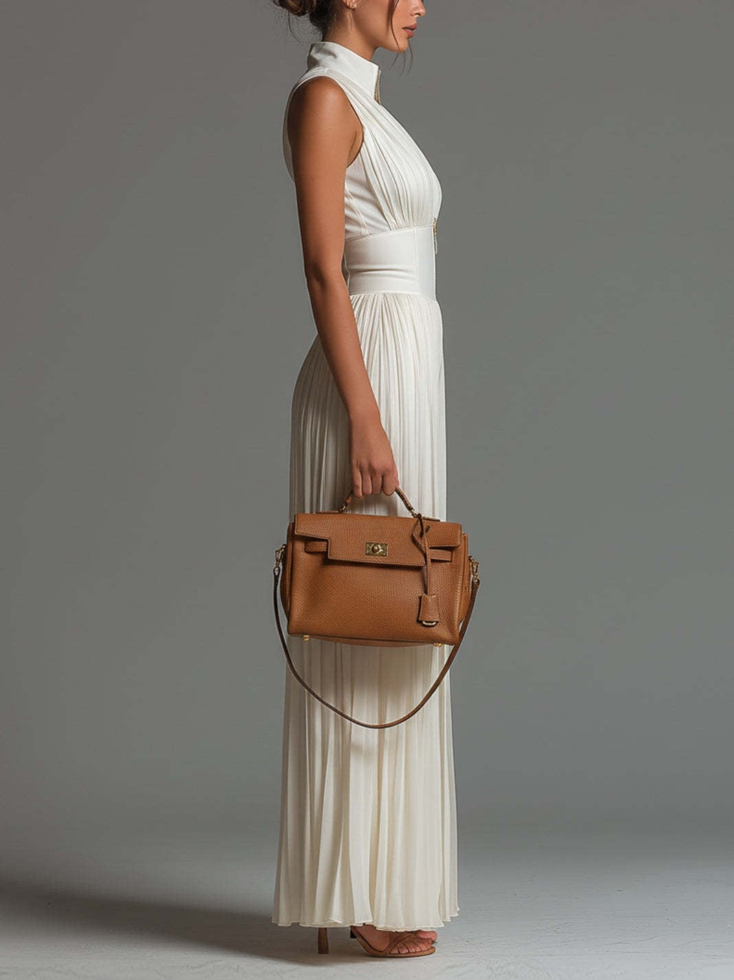 White Pleated Halter Jumpsuit