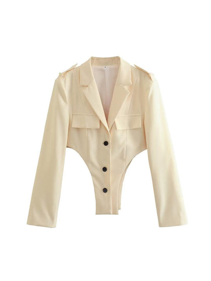 Bodysuit Style Blazer & Wide Leg Pants Coord Set