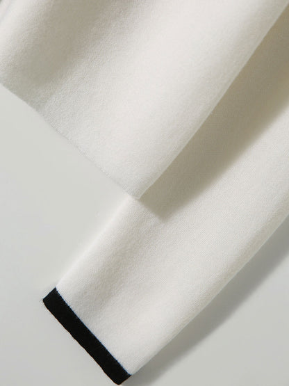 Grace Elegant French Style Doll Neck Contrast Color Cardigan