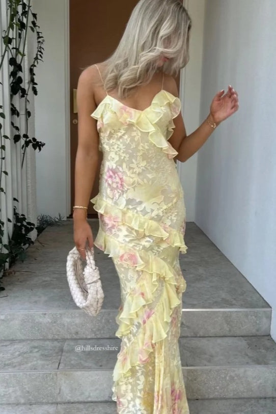 Sexy Wavy Trim Cami Maxi Dress