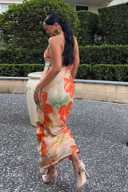 Floral Tie Back Cutout Resort Cami Maxi Dress