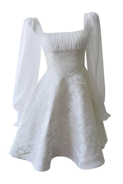 Francis White Lantern Sleeves Mini Dress