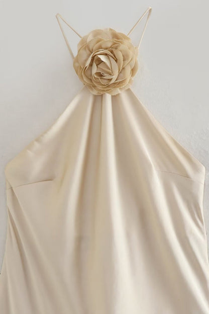 Sexy Solid Backless Halter Sleeveless Dress Dresses