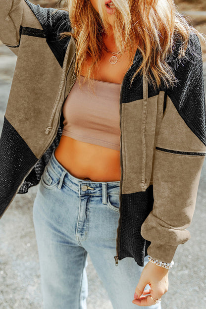 Casual Solid Make Old Zipper Hooded Collar Outerwear(3 Colors)