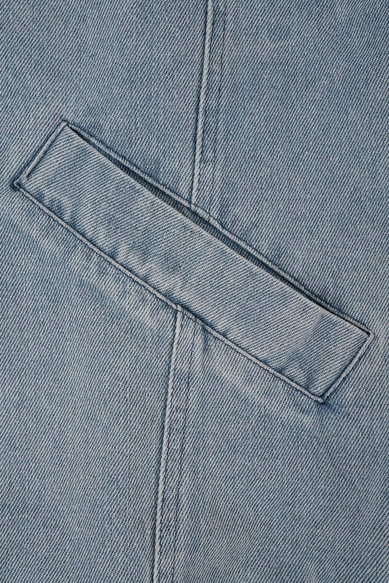 Casual Solid Patchwork Turndown Collar Long Sleeve Regular Denim Jacket