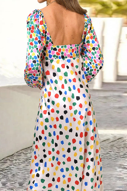 Sweet Elegant Print Polka Dot Contrast V Neck Printed Dress Dresses