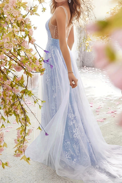 Sexy Formal Solid Lace V Neck Evening Dress Dresses(3 Colors)