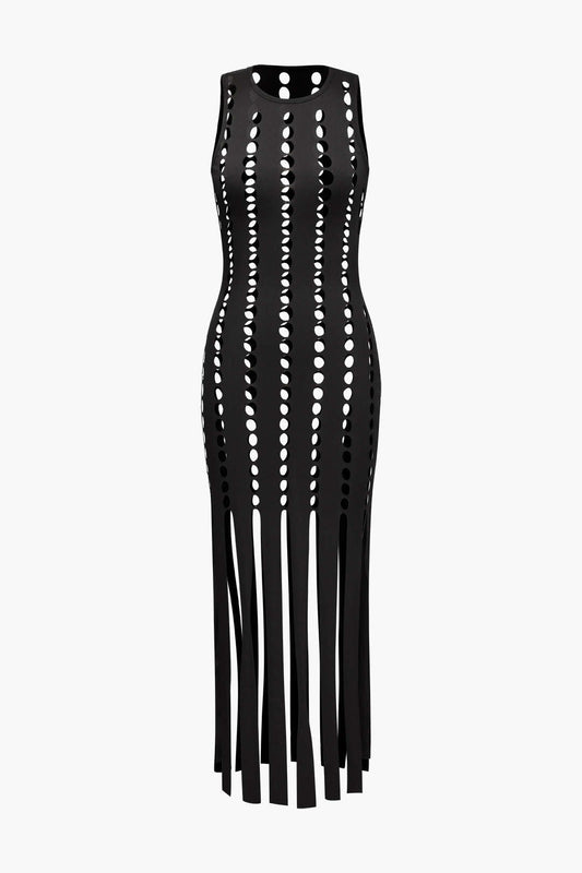 See-through Stripes Tank Midi Dress