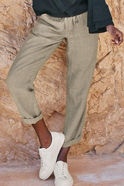 Fashion Casual Solid Pocket Loose Wide Leg Bottoms