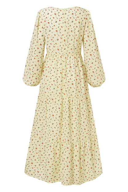 Elegant Floral Patchwork V Neck Printed Dress Dresses(5 Colors)