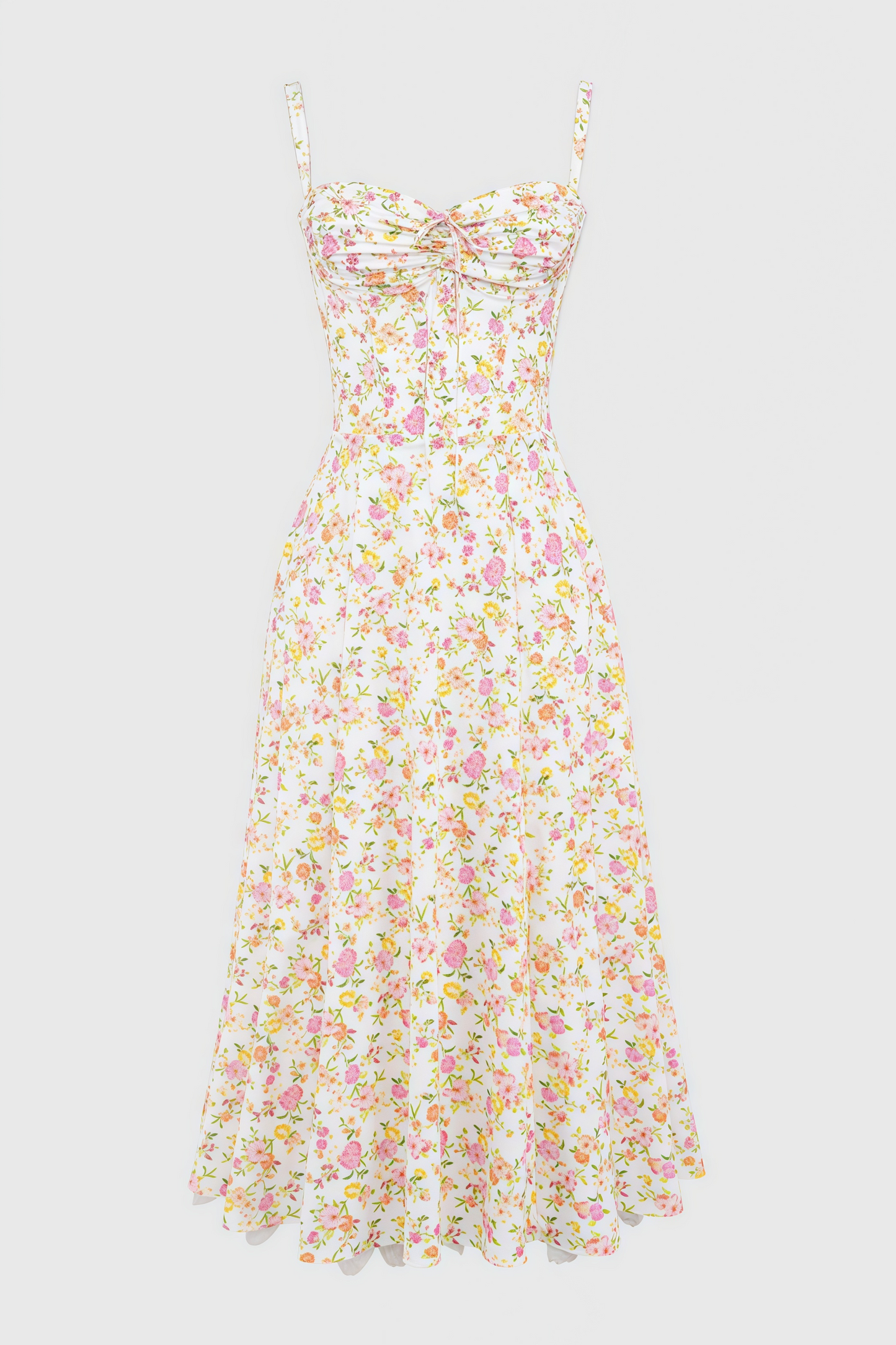 Larkt Meadow Floral Print Cotton Bustier Midi Dress