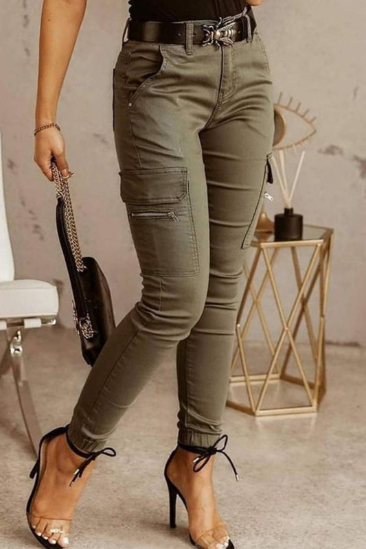 Casual Solid Patchwork Skinny Mid Waist Pencil Trousers(3 Colors)