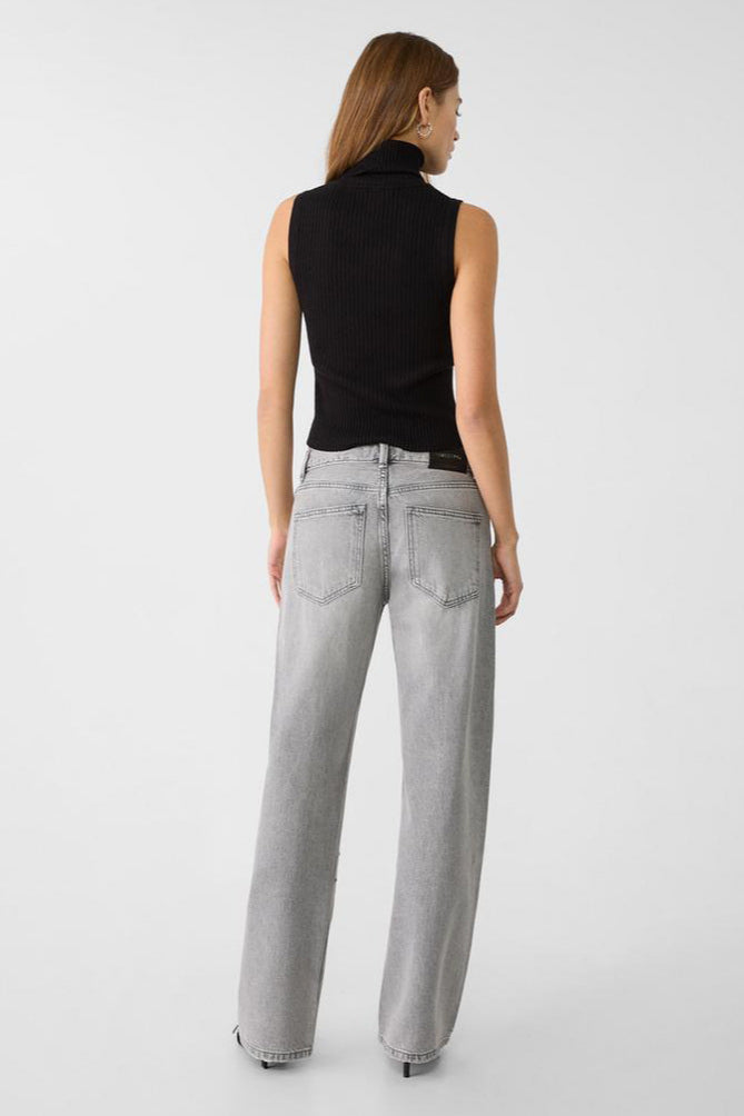 Metal Accent Trendy Wide Leg Jean