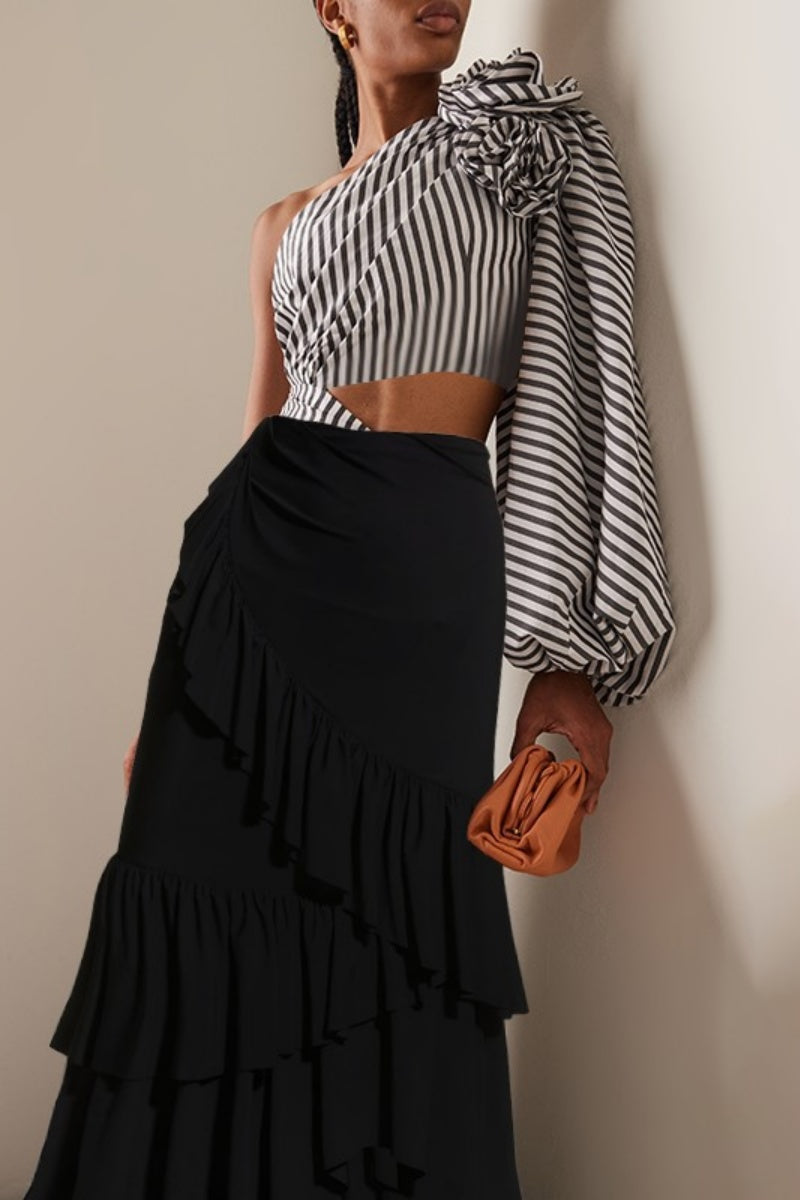 Sexy Striped Print Patchwork Backless Swimwears  (With Paddings)