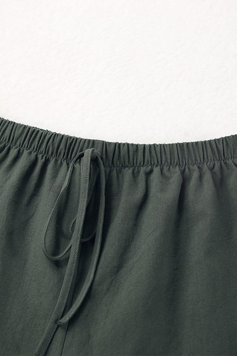 Casual Solid Draw String O Neck Sleeveless Three Pieces