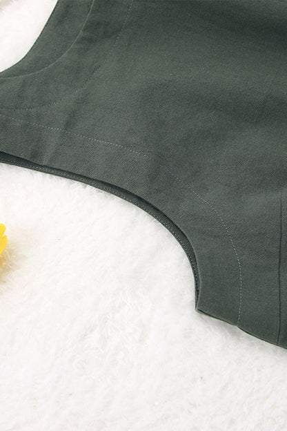 Casual Solid Draw String O Neck Sleeveless Three Pieces