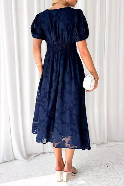 Elegant Solid Lace Pocket V Neck A Line Dresses(3 Colors)