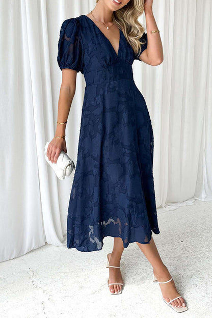 Elegant Solid Lace Pocket V Neck A Line Dresses(3 Colors)