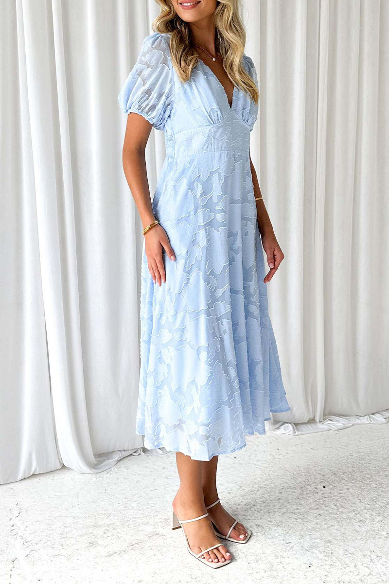 Elegant Solid Lace Pocket V Neck A Line Dresses(3 Colors)